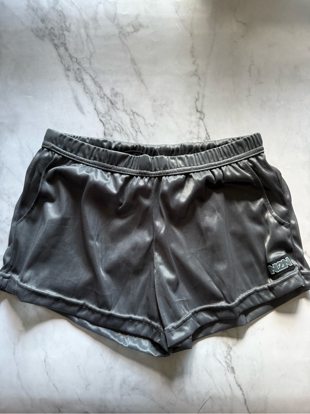 N2N Bodywear Sheer Mesh Athletic Shorts Gray - Small (NWOT)
